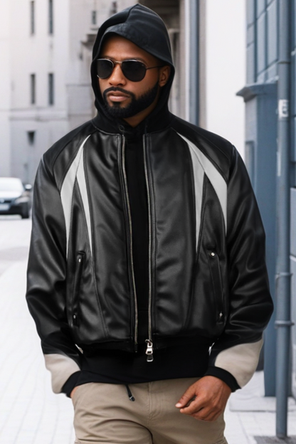 Men's Heavyweight Leather Bomber Jacket from the Galaxy Collection