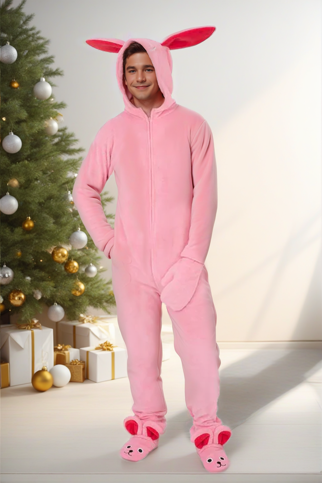 Christmas Story Bunny Union Suit Pajamas