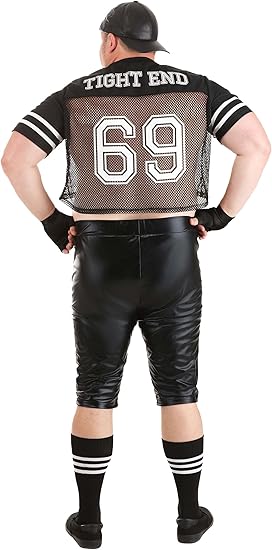 Men's Plus Size Footballer Costume: Mesh Crop Jersey & Pants for Game Day