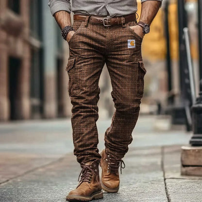 Men's Vintage Waffle Knitted Multi-Pocket Cargo Pants