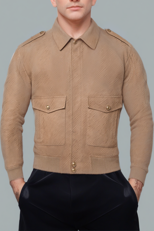 Stylish Tan Military-Inspired Jacket: Effortless Elegance