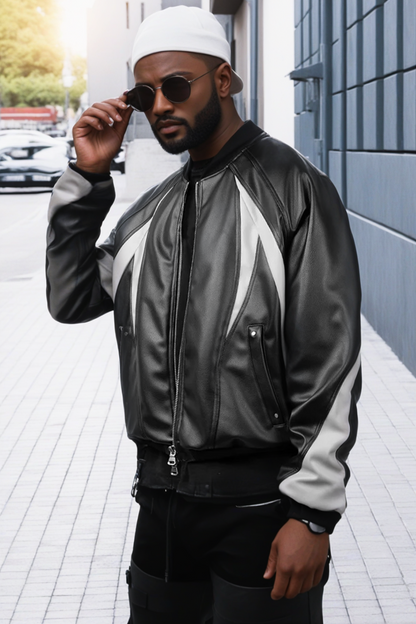 Men's Heavyweight Leather Bomber Jacket from the Galaxy Collection