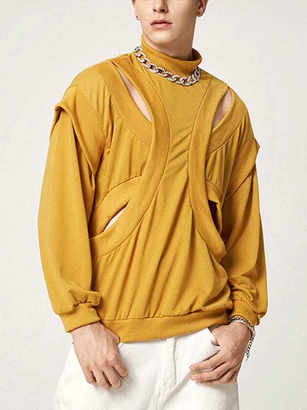 Men's Unique Patchwork Turtleneck Top