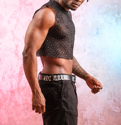 Unisex Sheer Mesh Crop Top – Perfect for Rave, Party, Gothic, and Festival Wear