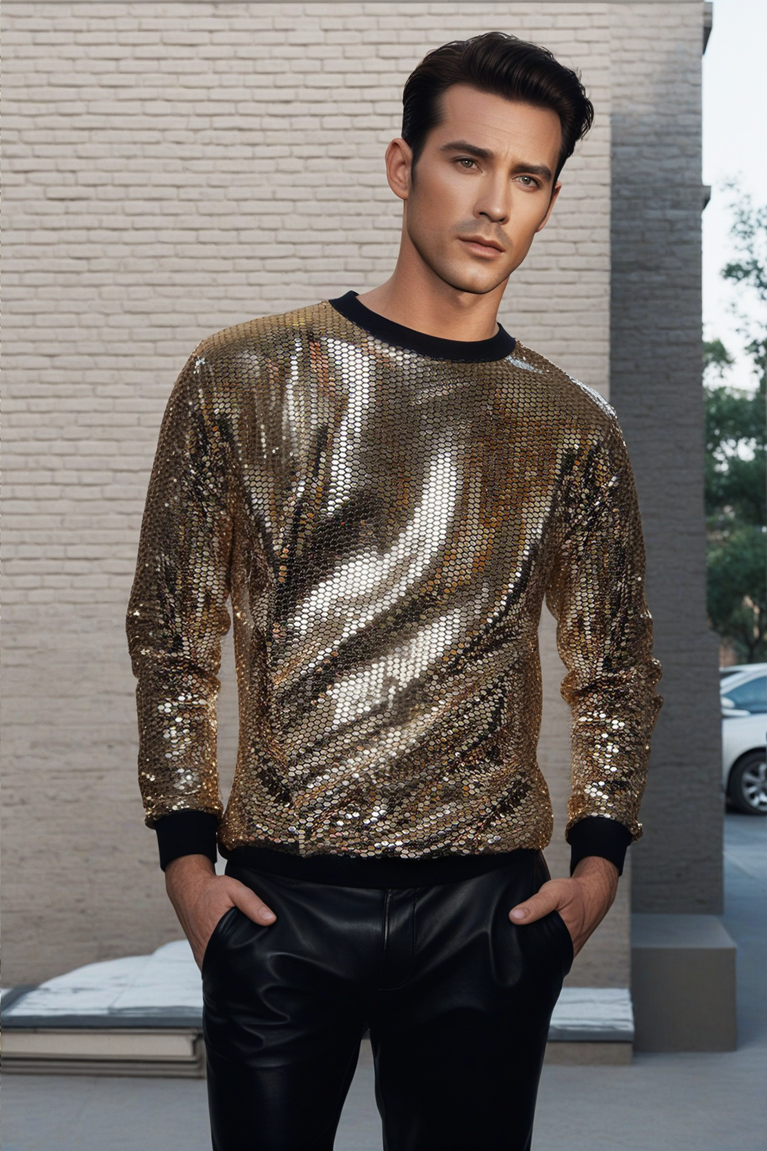 Glittery Loose Fit Gold Sweatshirt