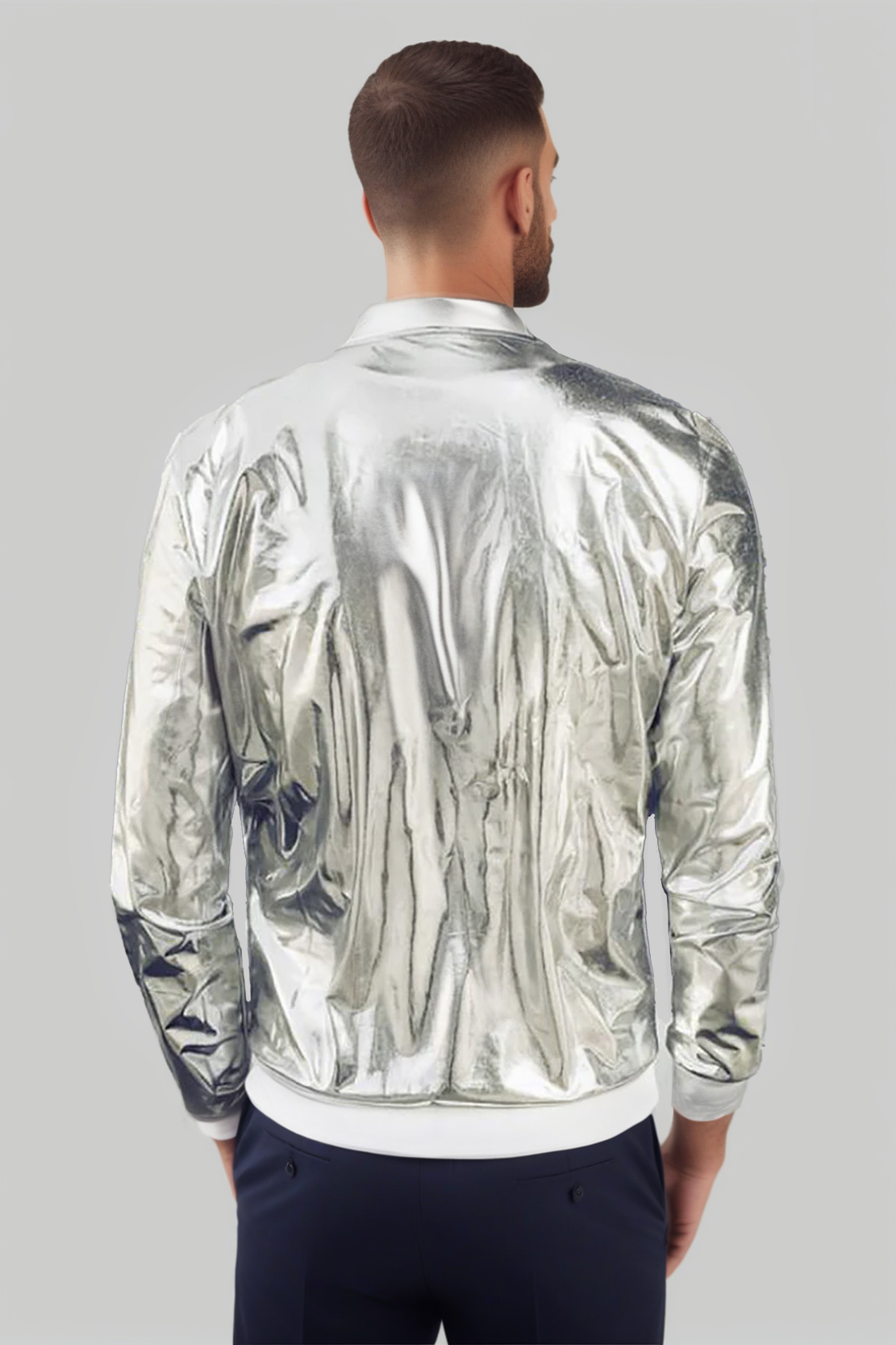 Trendy Metallic Coated Zipper Jacket