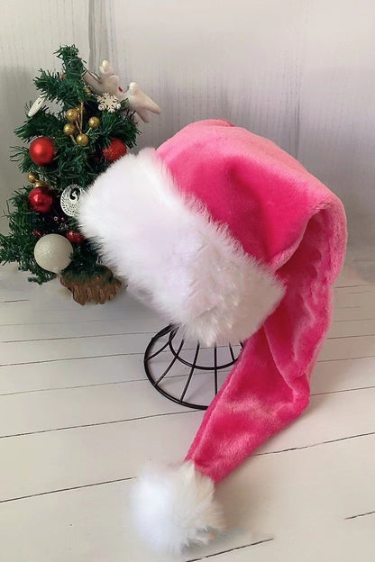 Christmas Faux Fur Trimmed Santa Hat with Velvet Patchwork