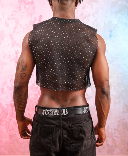 Unisex Sheer Mesh Crop Top – Perfect for Rave, Party, Gothic, and Festival Wear