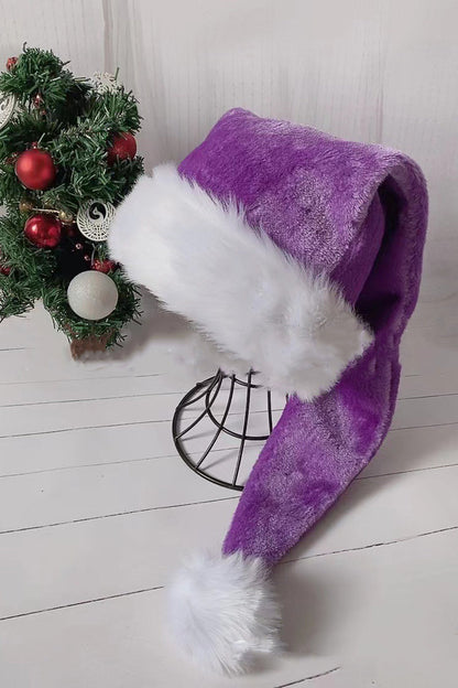 Christmas Faux Fur Trimmed Santa Hat with Velvet Patchwork