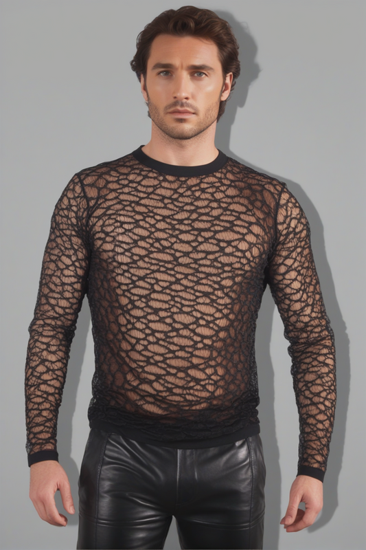 Men's Sheer Black Mesh Shirt for a Stylish Look