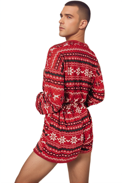 Red Christmas Reindeer Knit Romper