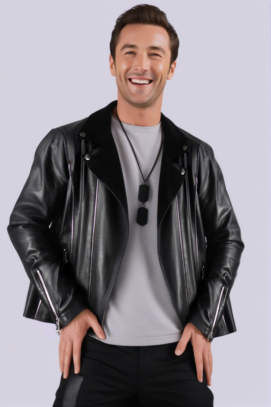 Men's Faux Leather Biker Jacket