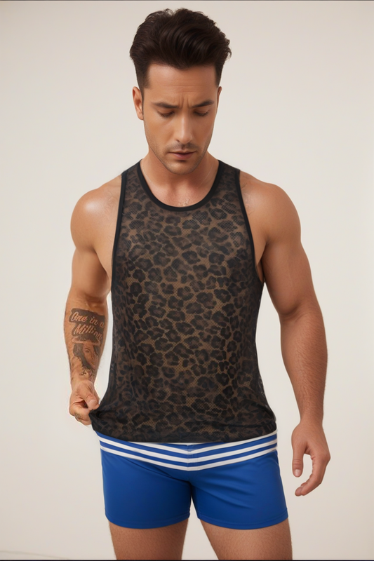 Leopard Print Mesh Tank Top