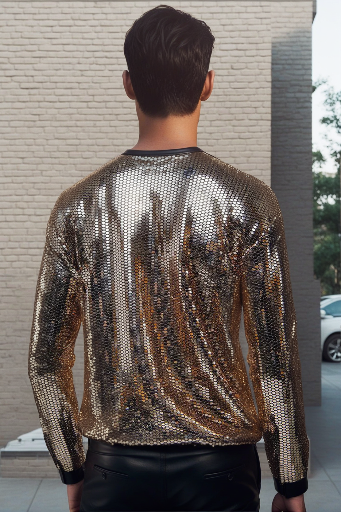 Glittery Loose Fit Gold Sweatshirt