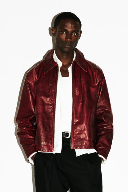 Cherry Leather Blouson Jacket