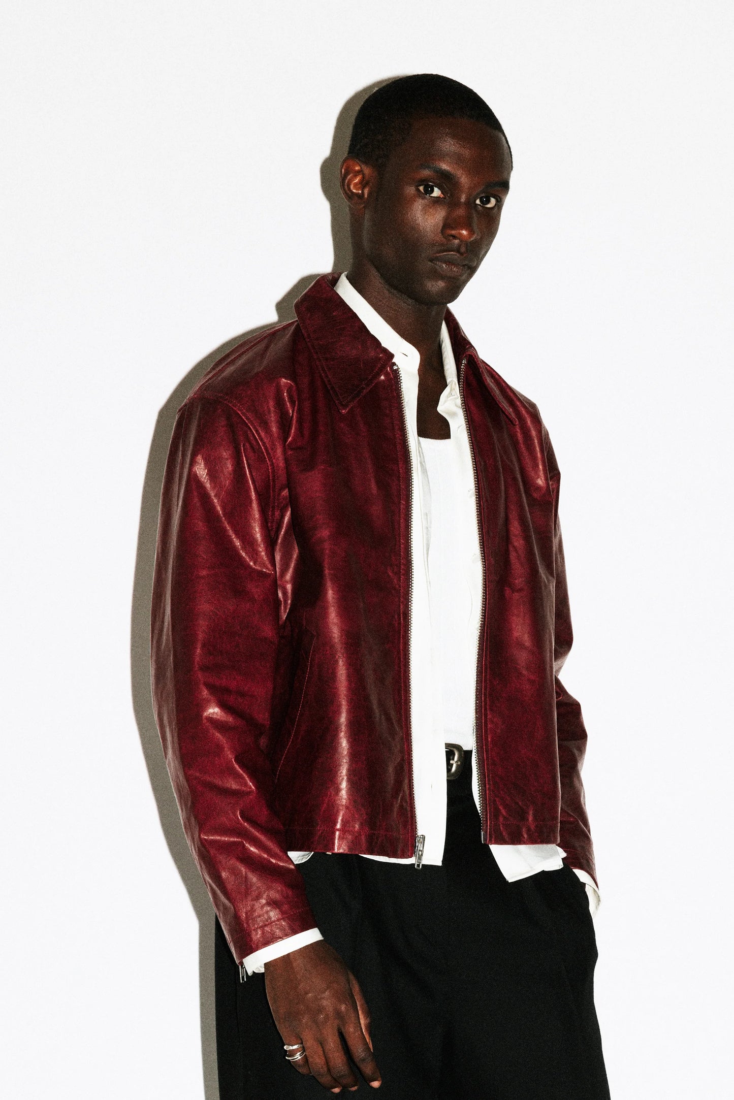 Cherry Leather Blouson Jacket