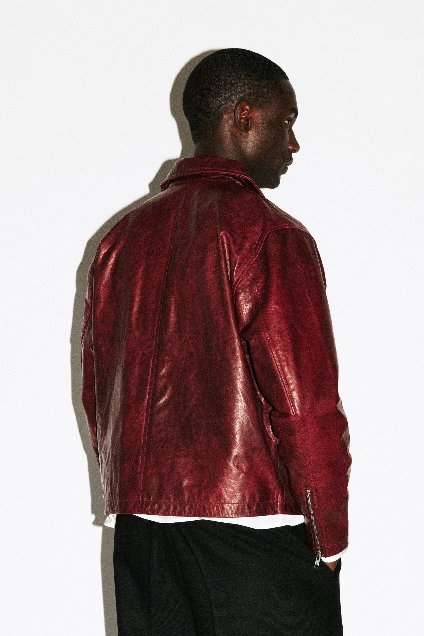 Cherry Leather Blouson Jacket