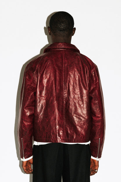 Cherry Leather Blouson Jacket