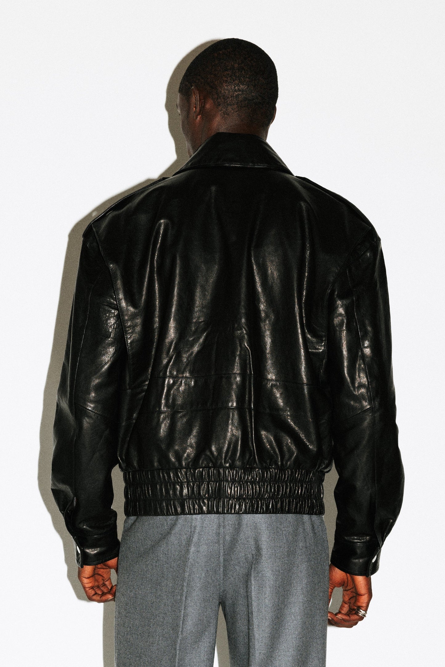 Men's Black Leather Flight Jacket