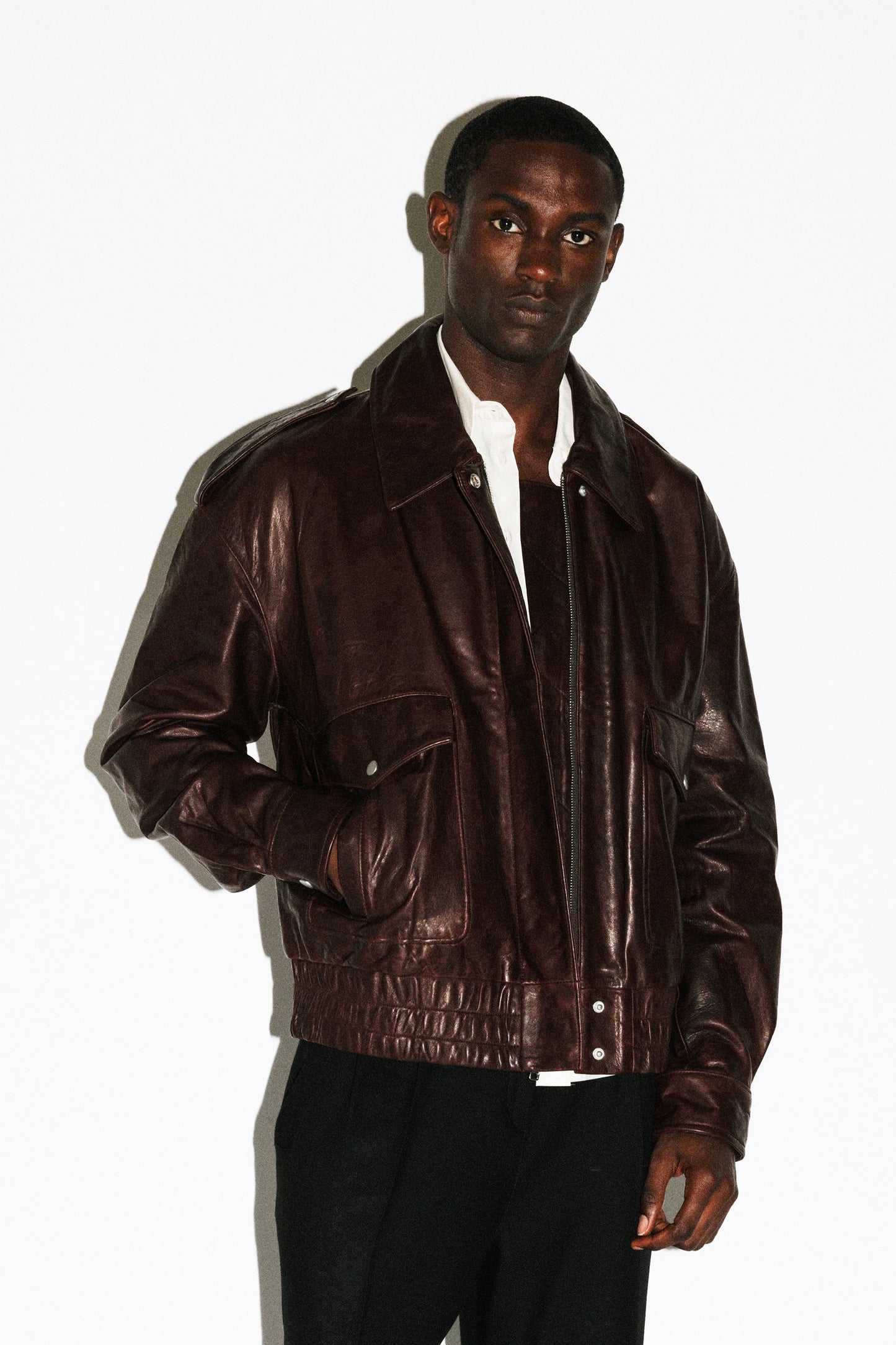 Men's Chocolate Brown Leather Flight Jacket