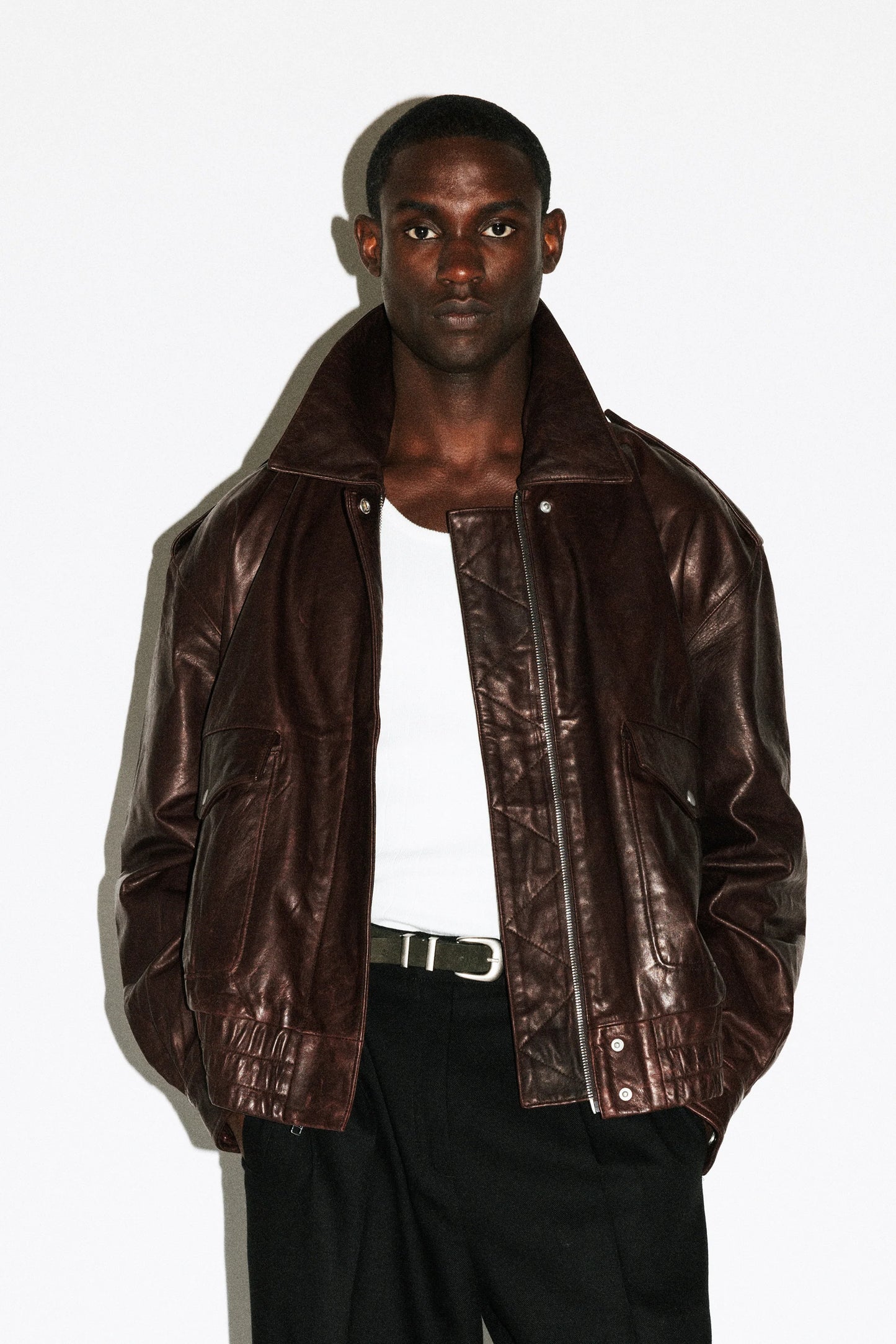 Men's Chocolate Brown Leather Flight Jacket