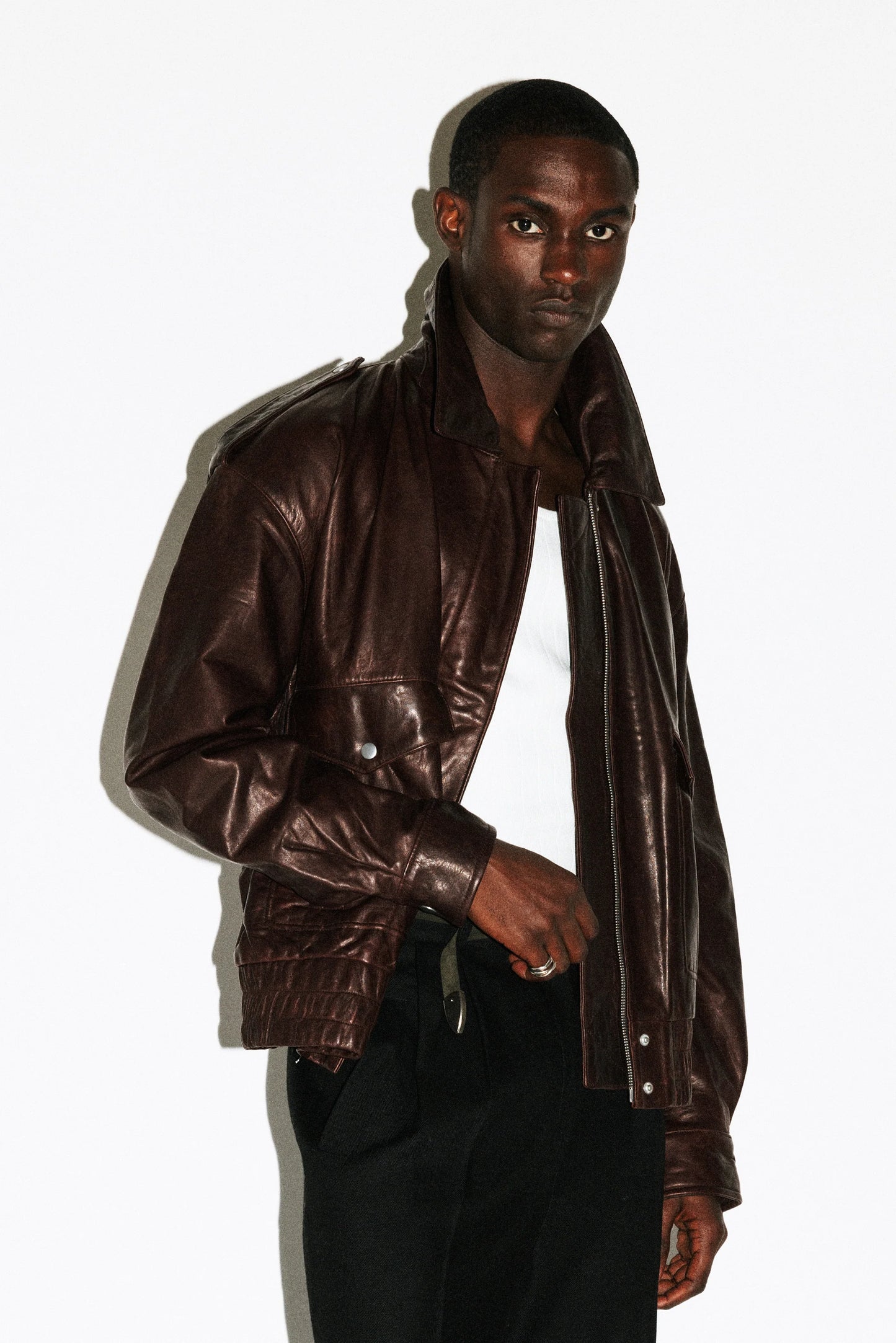 Men's Chocolate Brown Leather Flight Jacket