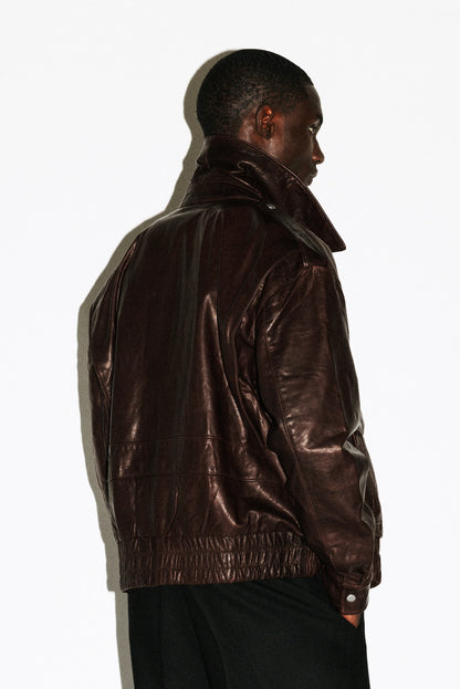 Men's Chocolate Brown Leather Flight Jacket