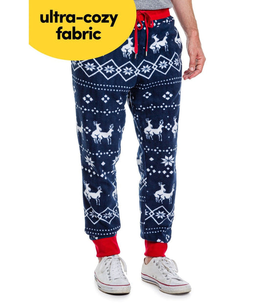 Festive Blue Reindeer Climax Joggers for Men