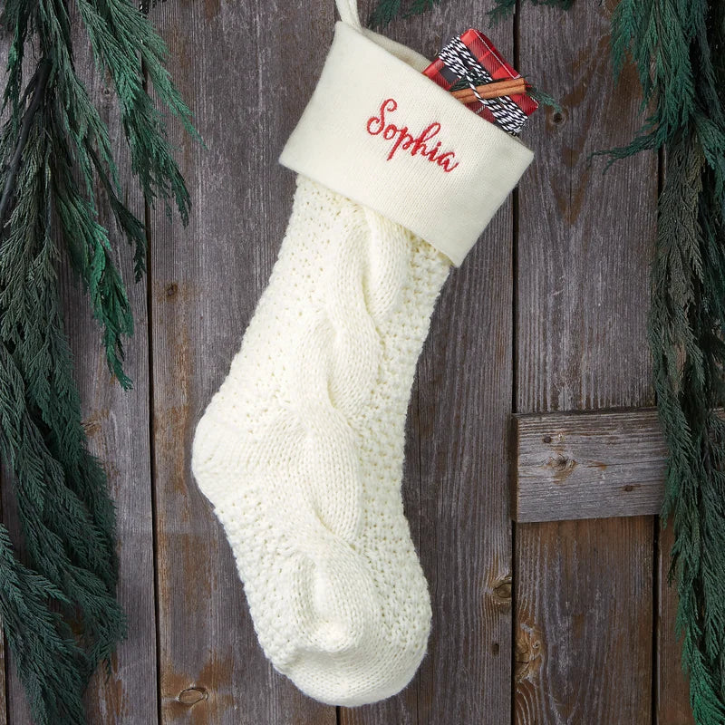 Customizable Cable Knit Holiday Stocking