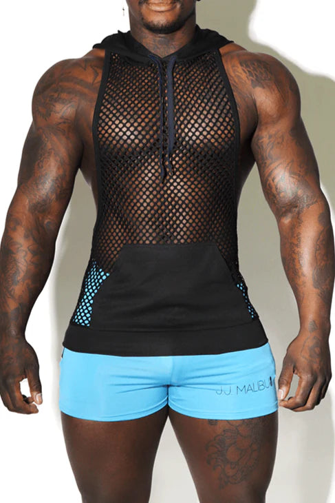 Lustful Fishnet Stringer Hoodie - Black