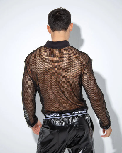 Fabpride Sheer Mesh Zip-Up Jacket in Black