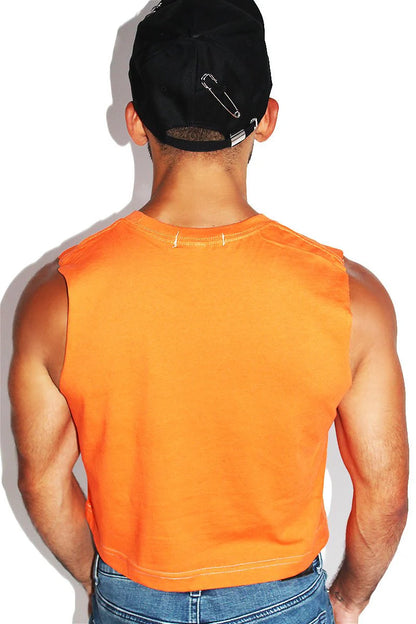 Orange Pumpkin Face Crop Tank