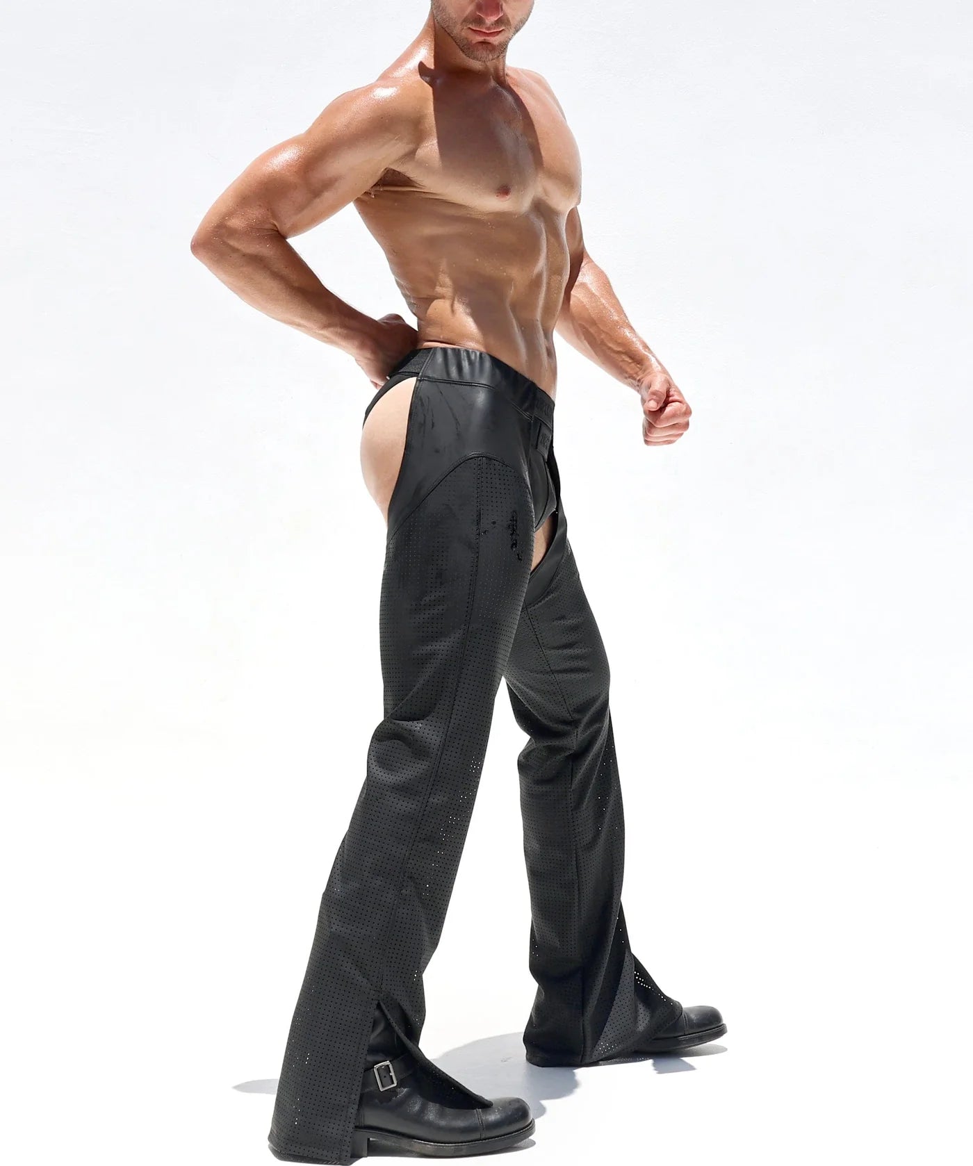 Edgy Black Cut-Out Chaps by Fabpride