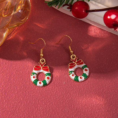 New Women's Christmas Earring Set - Creative Cartoon Reindeer, Snowflake, and Santa Claus Studs.