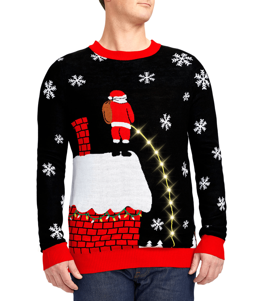 Funny Light-Up "Leaky Roof" Ugly Christmas Sweater for Men