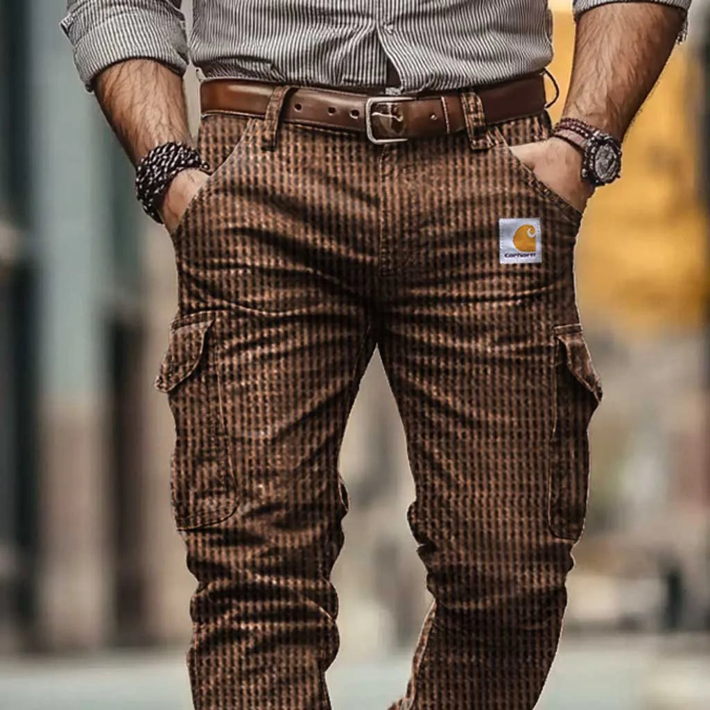 Men's Vintage Waffle Knitted Multi-Pocket Cargo Pants