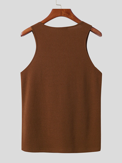 Men's Sleeveless Vest with Front Cutout Design