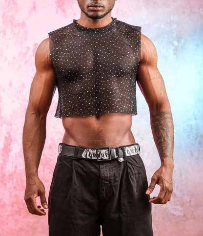 Unisex Sheer Mesh Crop Top – Perfect for Rave, Party, Gothic, and Festival Wear