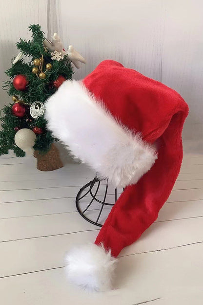 Christmas Faux Fur Trimmed Santa Hat with Velvet Patchwork