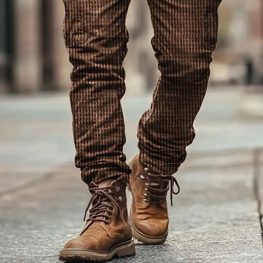 Men's Vintage Waffle Knitted Multi-Pocket Cargo Pants