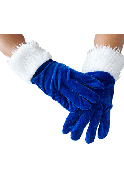 Christmas Velvet Gloves with Faux Fur Patchwork