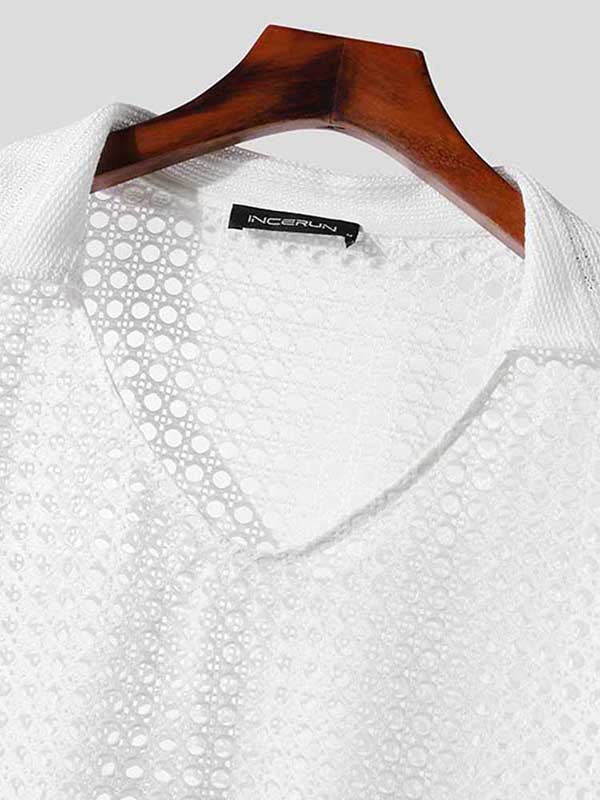 Mens Mesh Johnny Collar Golf Shirt