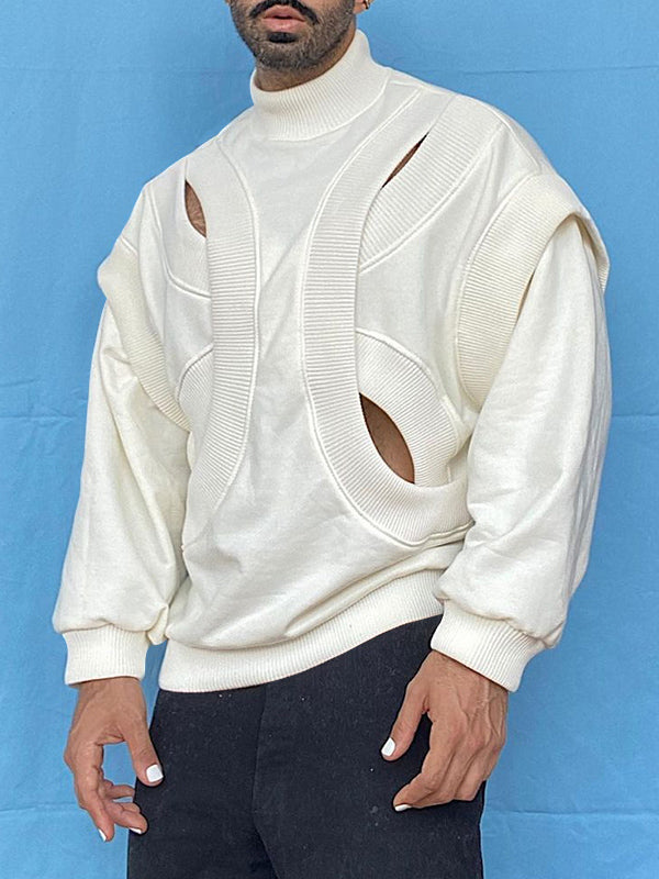 Men's Unique Patchwork Turtleneck Top