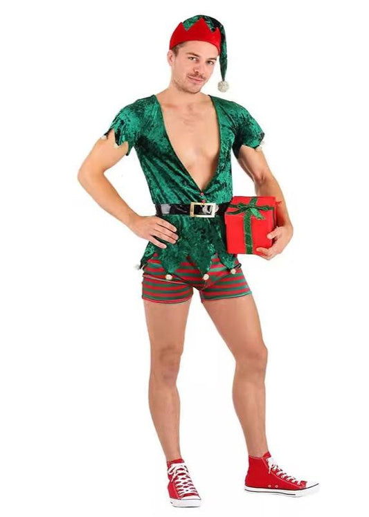 Adult Male Cosplay Christmas Elf Costume