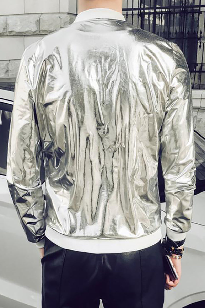 Trendy Metallic Coated Zipper Jacket