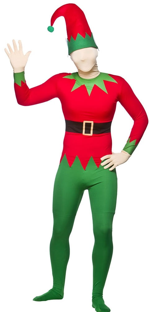 Festive Men's Elf Bodysuit with Hat