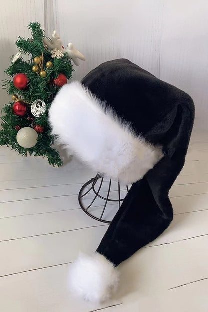 Christmas Faux Fur Trimmed Santa Hat with Velvet Patchwork