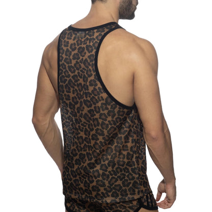 Leopard Print Mesh Tank Top