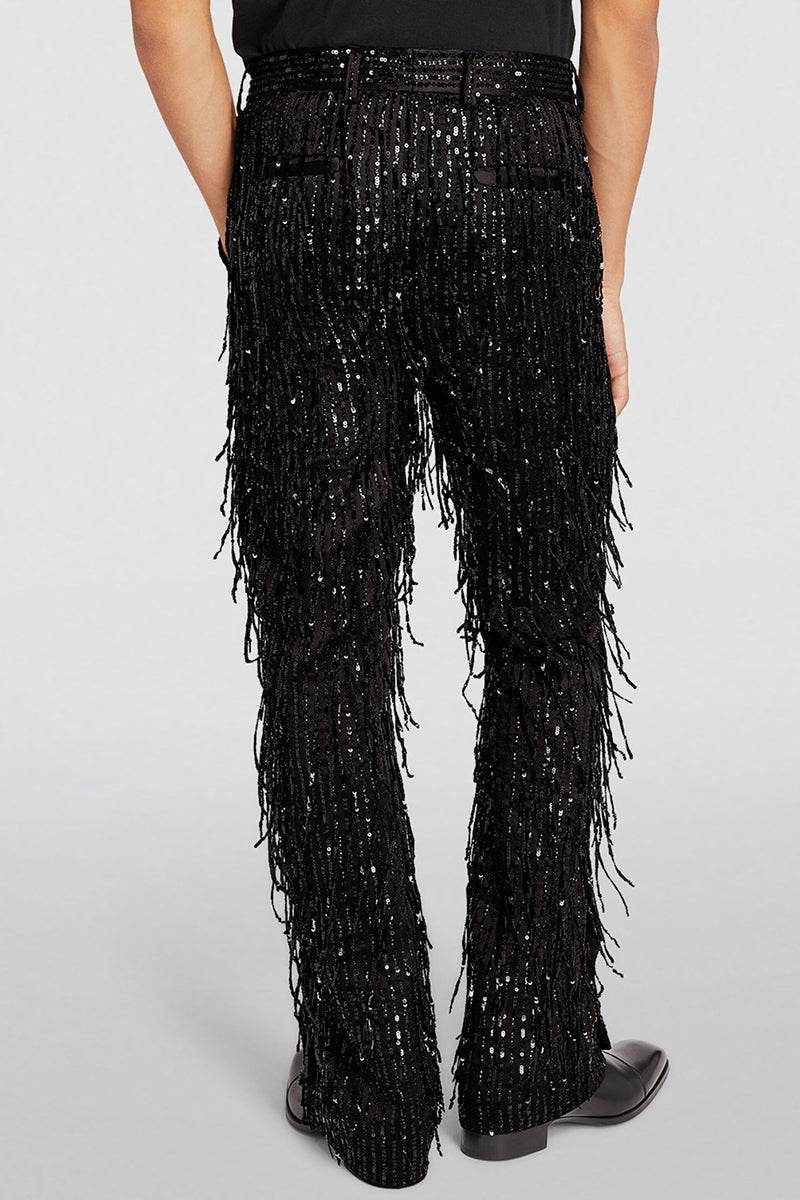 High-Waisted Sequin Fringe Wide-Leg Party Pants