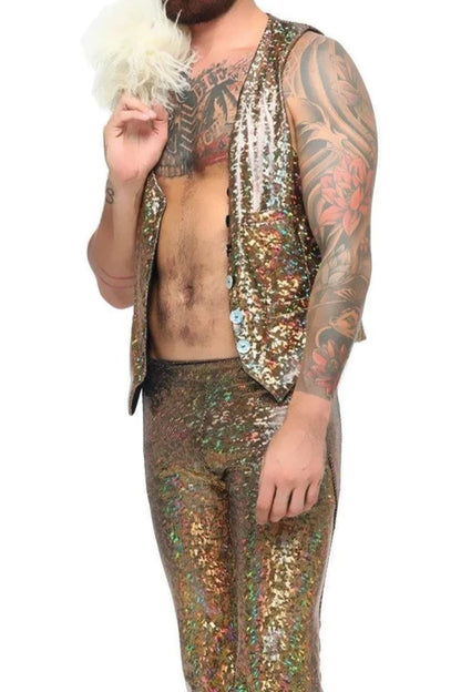 Men's Holographic Vest - Stunning Disco Dancewear in 13 Vibrant Colors, Perfect for Performers and Festival Goers